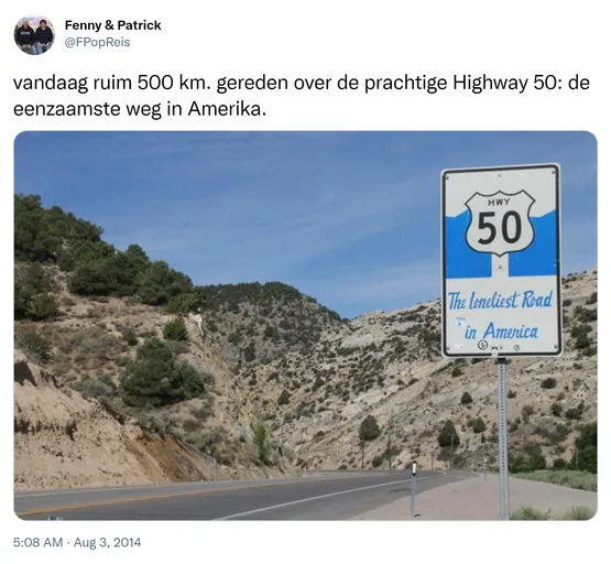 vandaag ruim 500 km. gereden over de prachtige Highway 50: de eenzaamste weg in Amerika. http://t.co/glPq0NFc0M
