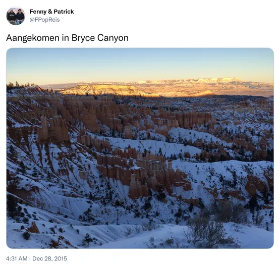 Aangekomen in Bryce Canyon https://t.co/hH31FCOZ5d
