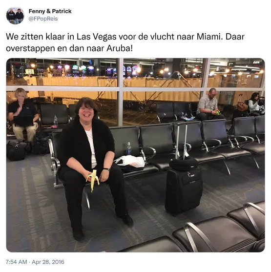 We zitten klaar in Las Vegas voor de vlucht naar Miami. Daar overstappen en dan naar Aruba! https://t.co/56rhpYKqb2
